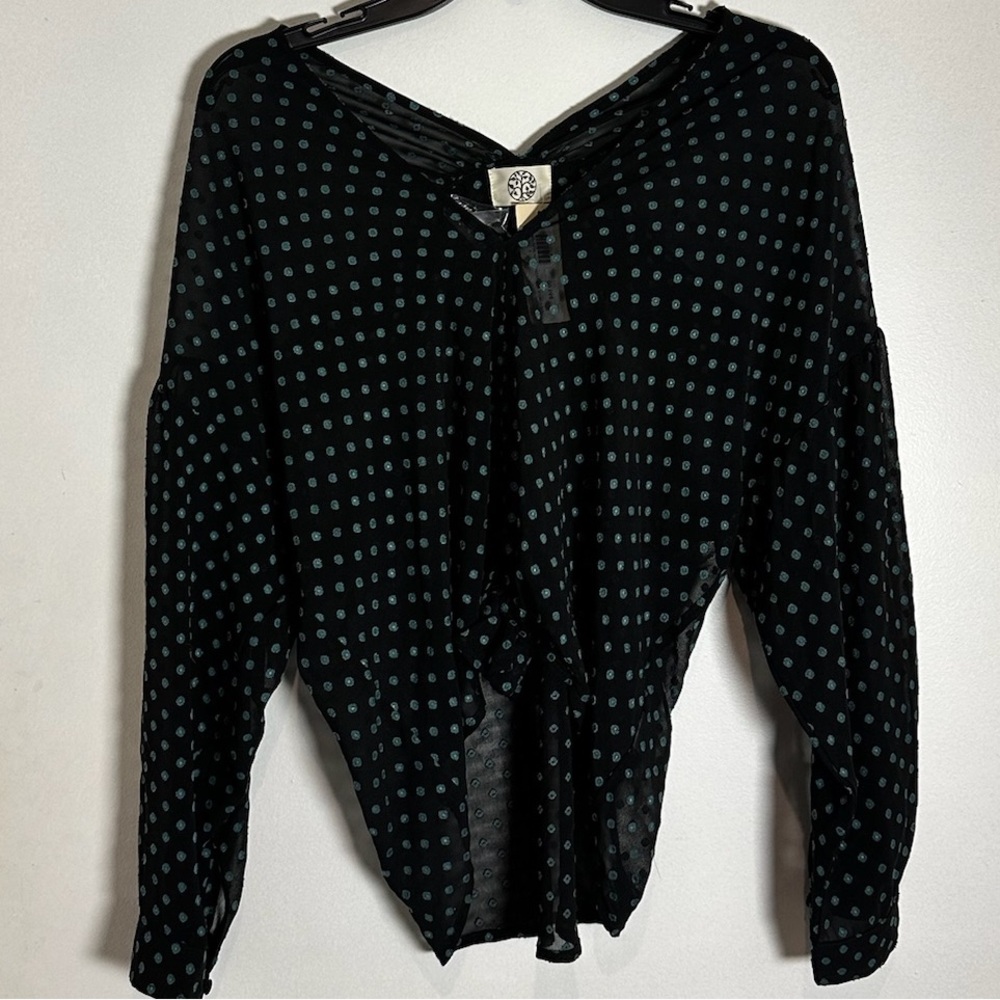 Blue and black polka dot blouse from Enaz